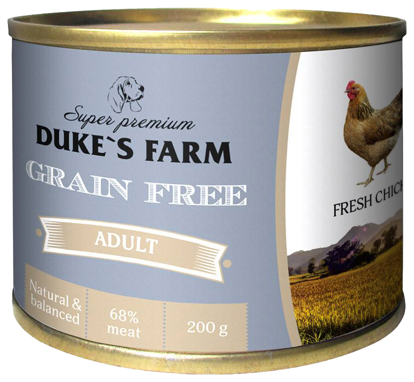 фото Консервы для собак duke's farm grain free курица с клюквой и шпинатом, 200 г