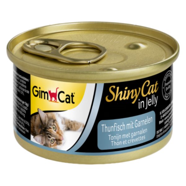 фото Влажный корм для кошек gimpet shiny cat тунец с креветками, 70 г