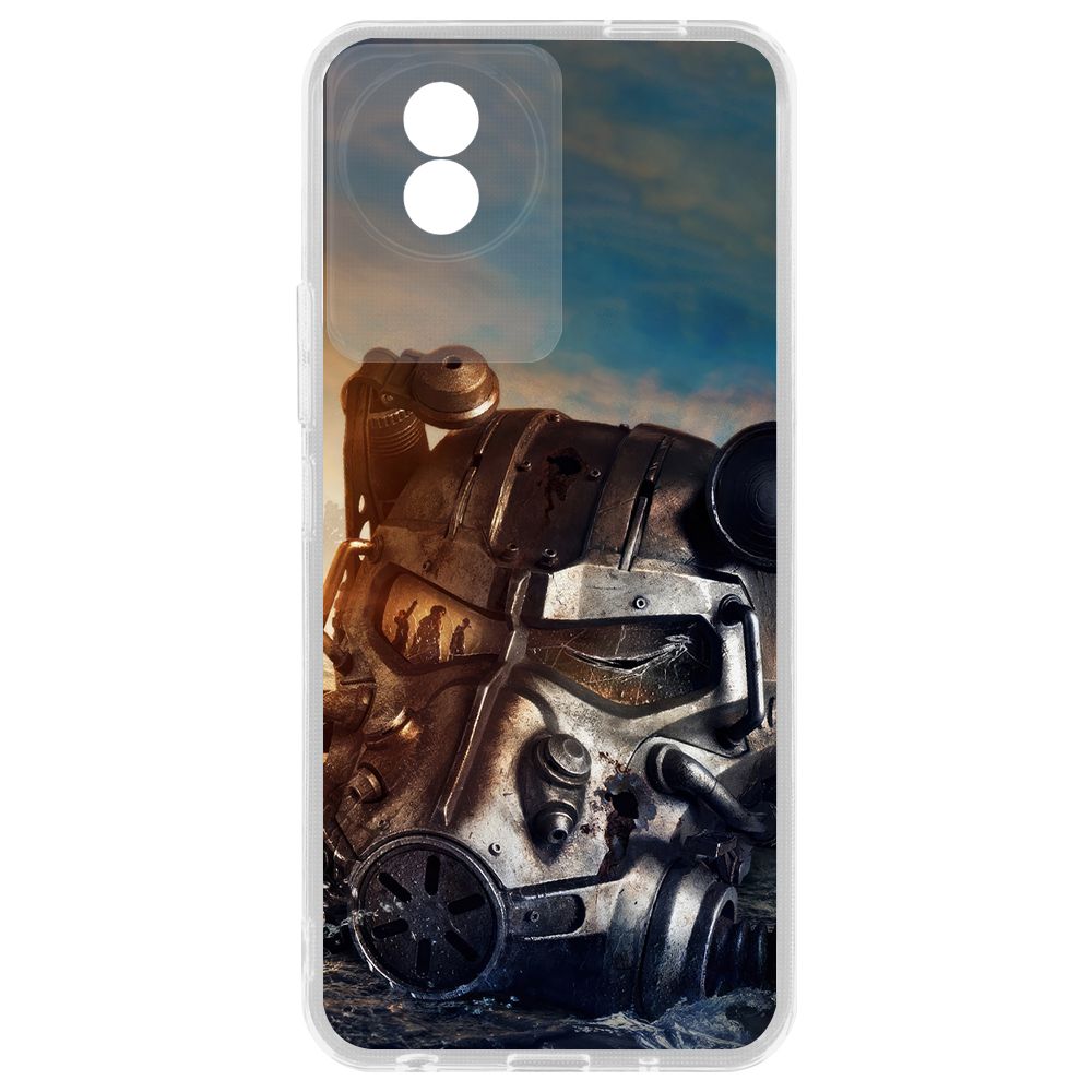 

Чехол-накладка Krutoff Clear Case Фоллаут (Fallout) - Шлем Т-60 для Vivo Y02, Прозрачный
