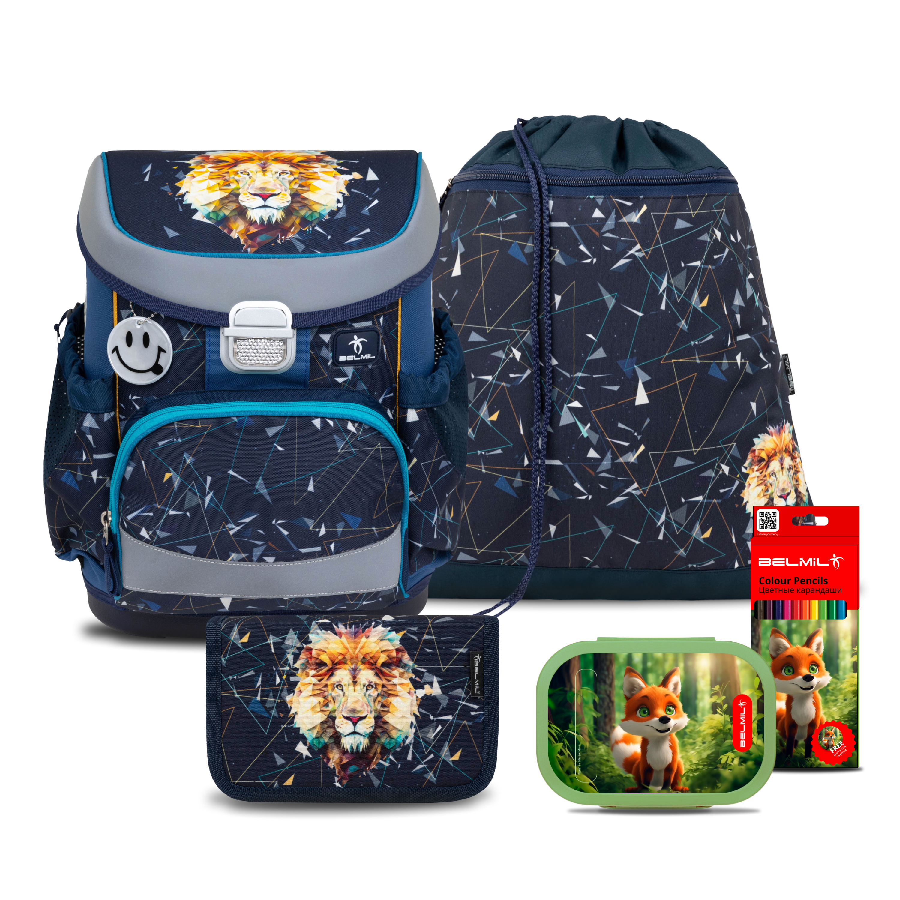 

Школьный ранец Belmil Mini-Fit Lion с наполнением серия 405-33-A64-SET, "Lion" с наполнением