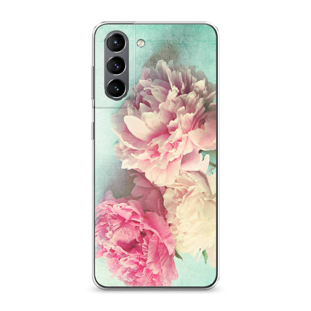 

Чехол Awog на Samsung Galaxy S21 / Самсунг S21 "Пионы new", Голубой, 2101850-8