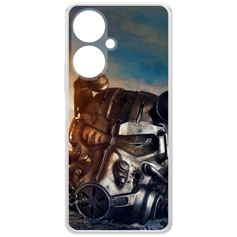 

Чехол-накладка Krutoff Clear Case Фоллаут (Fallout) - Шлем Т-60 для Vivo Y27 4G, Прозрачный