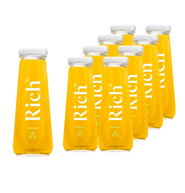 

Сок Rich ананас в стеклянной бутылке, 12 шт по 0,2 л