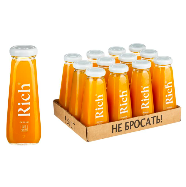 

Сок Rich персик в стеклянной бутылке, 12 шт по 0,2 л