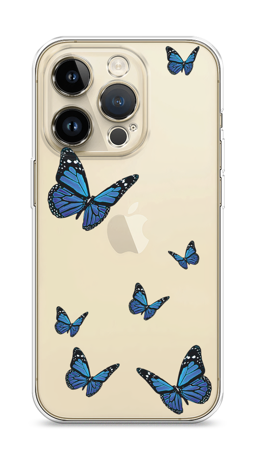 

Чехол Homey на Apple iPhone 14 Pro "Blue butterflies"", Синий;черный, 15250-1