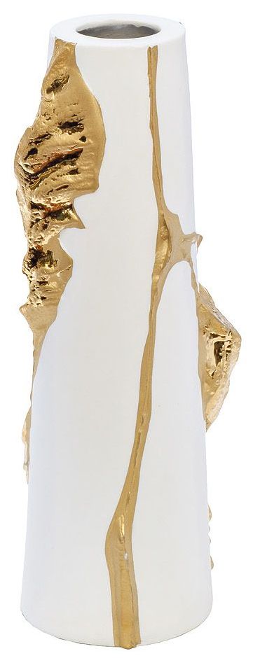 фото Ваза керамическая белая с золотым декором высота: 24 см garda decor