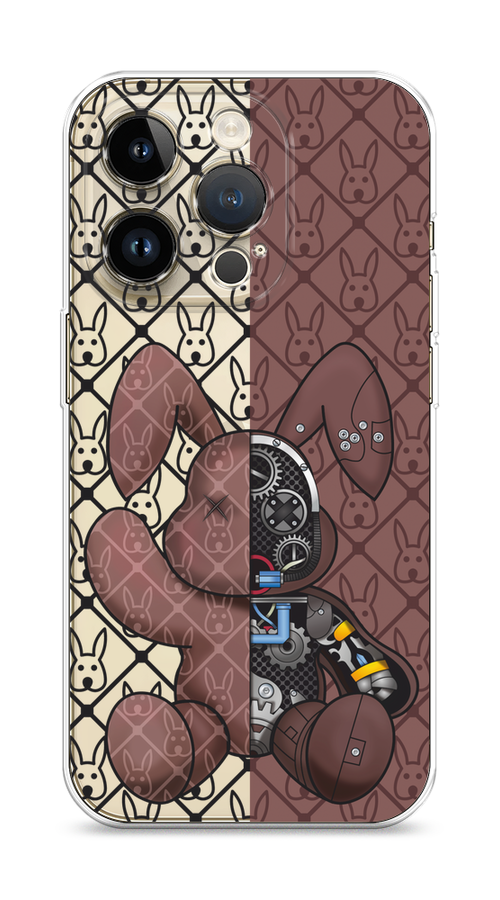 

Чехол Homey на Apple iPhone 14 Pro "Киборг-заяц шоколадный", Коричневый;черный;прозрачный, 15250-1