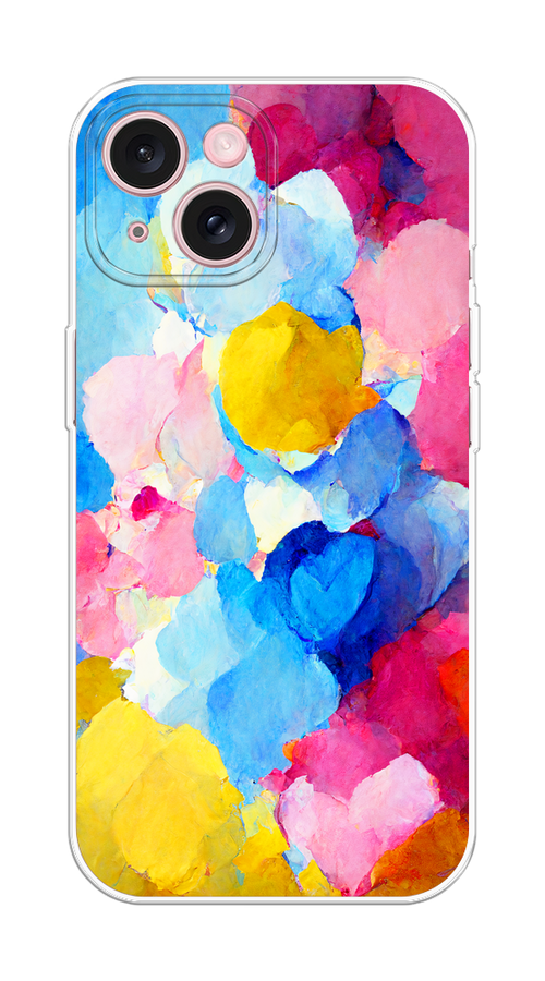 

Чехол Homey на Apple iPhone 15 "Яркие пятна", Синий;голубой;желтый;розовый, 15550-1