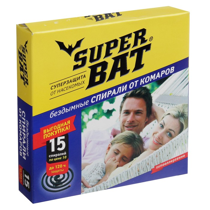 

Спирали от насекомых SuperBAT 3396919-2p 15 шт.