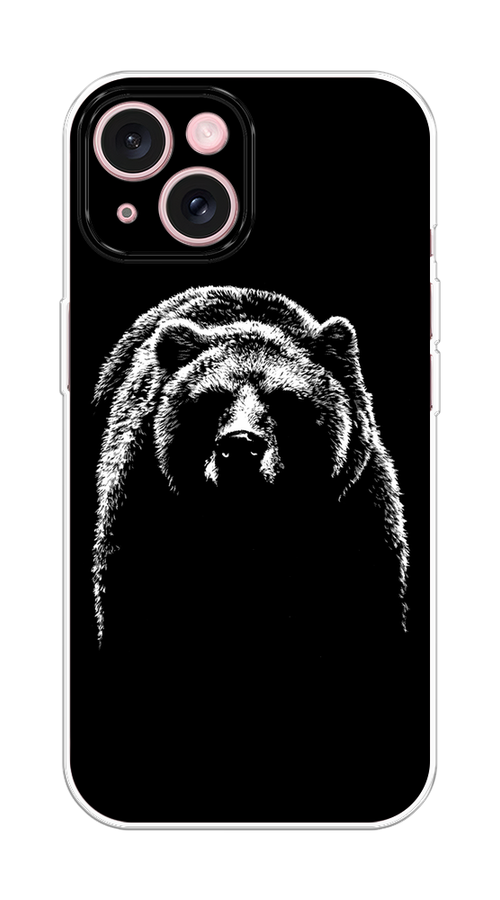 

Чехол Homey на Apple iPhone 15 "Медведь в ночи", Белый;черный, 15550-1