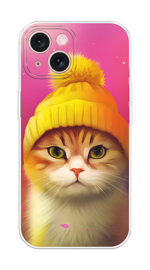 

Чехол Homey на Apple iPhone 15 "Котик в шапочке", Розовый;желтый;бежевый, 15550-1
