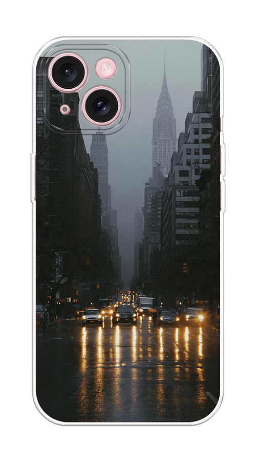 

Чехол Homey на Apple iPhone 15 "Дождливый Нью Йорк", Черный;серый, 15550-1