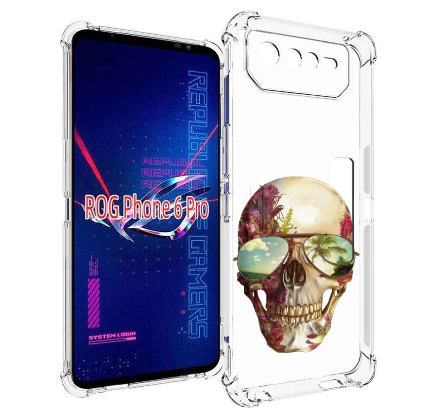 

Чехол MyPads Череп с очками для Asus ROG Phone 6 Pro, Прозрачный, Tocco
