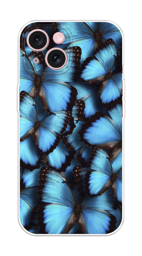 

Чехол Homey на Apple iPhone 15 "Тропическая бабочка 2", Голубой;черный, 15550-1
