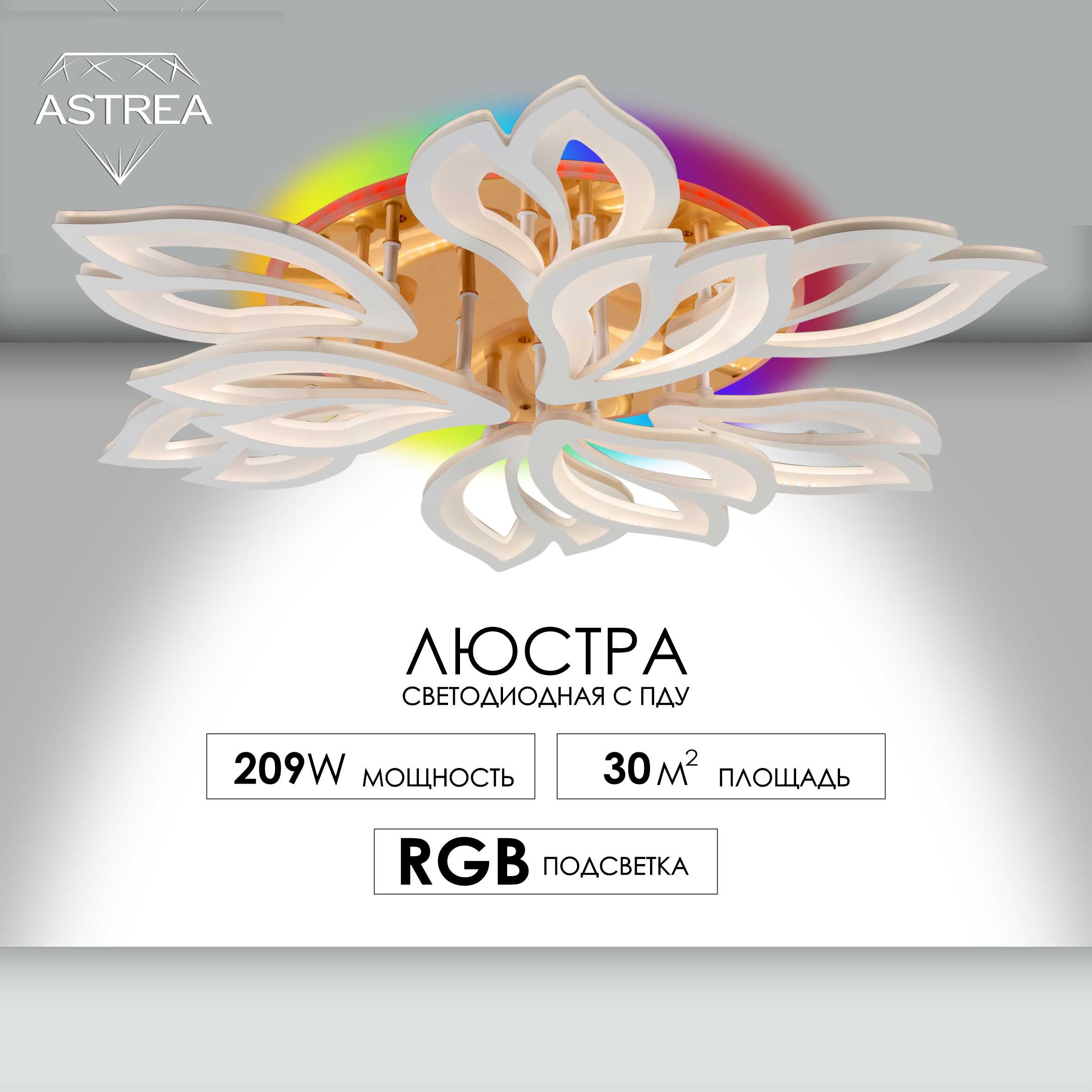 Люстра потолочная светодиодная Astrea с пультом для гостиной