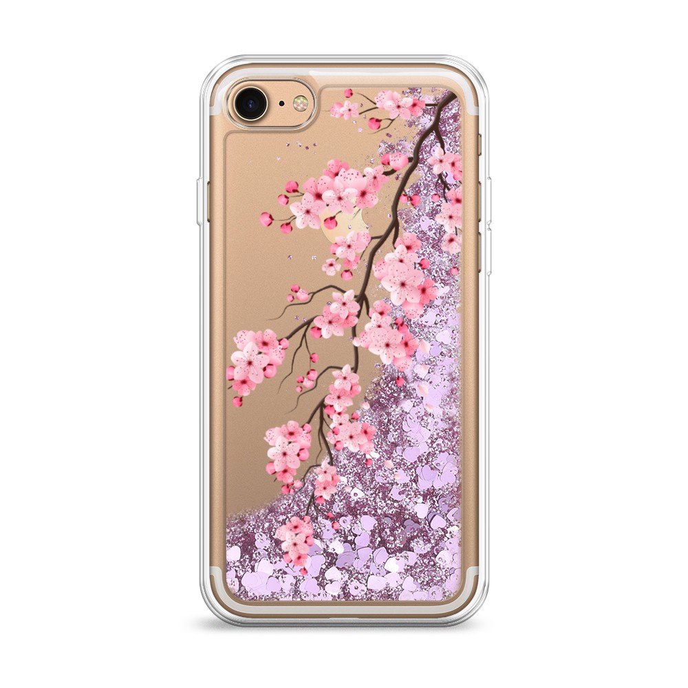 

Жидкий чехол с блестками "Розовая сакура" на Apple iPhone 7, 10694-1