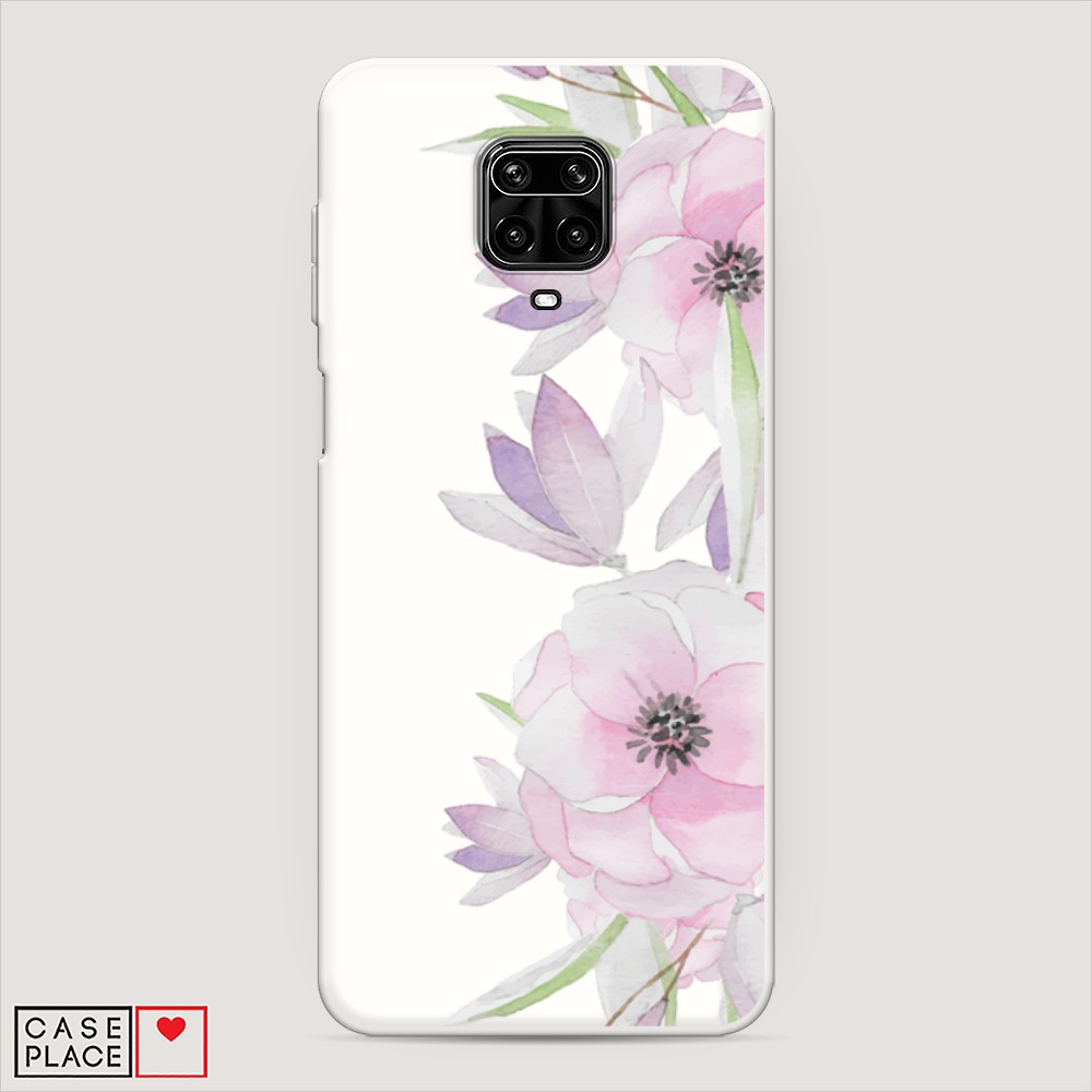 фото Матовый силиконовый чехол "нежные анемоны" на xiaomi redmi note 9 pro awog