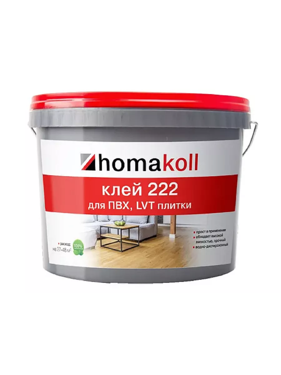 Клей для плитки ПВХ (LVT) homakoll 222, 3,5 кг толстослойный клей для плитки петромикс