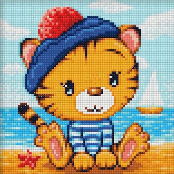 

Алмазная вышивка Тигренок на море