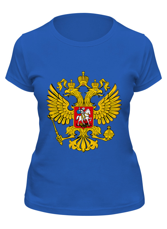 

Футболка женская Printio Российский герб синяя XL, Синий, Российский герб