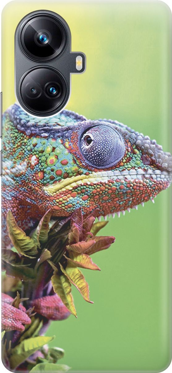

Силиконовый чехол на Realme 10 Pro+ с принтом "Разноцветный хамелеон", Желтый;зеленый, 158629