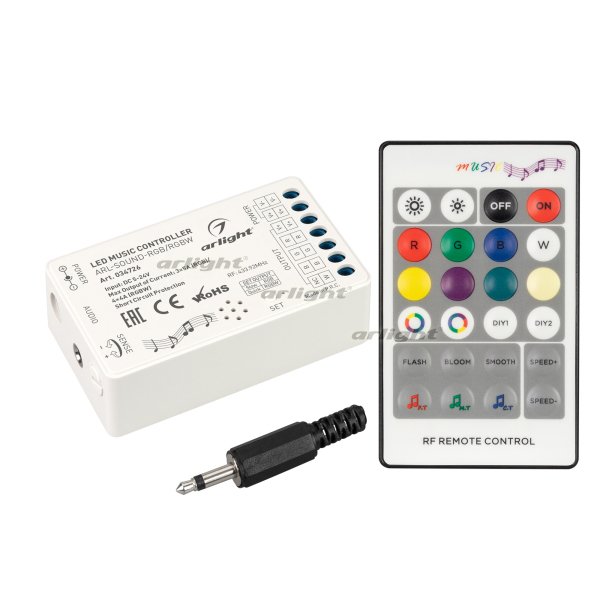 

Arlight Аудиоконтроллер ARL-SOUND-RGB/RGBW (12-24V, 4x4A, RF ПДУ 24кн), Аудиоконтроллер ARL-SOUND-RGB/RGBW (12-24V, 4x4A, RF ПДУ 24кн)