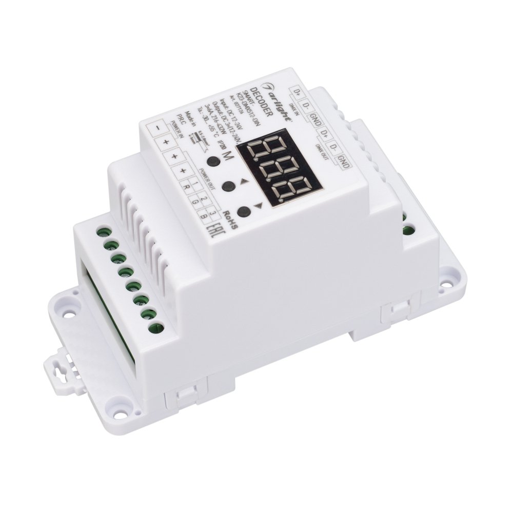 

Arlight Декодер SMART-K23-DMX512-DIN (12-24V, 3x6A), Декодер SMART-K23-DMX512-DIN (12-24V, 3x6A)