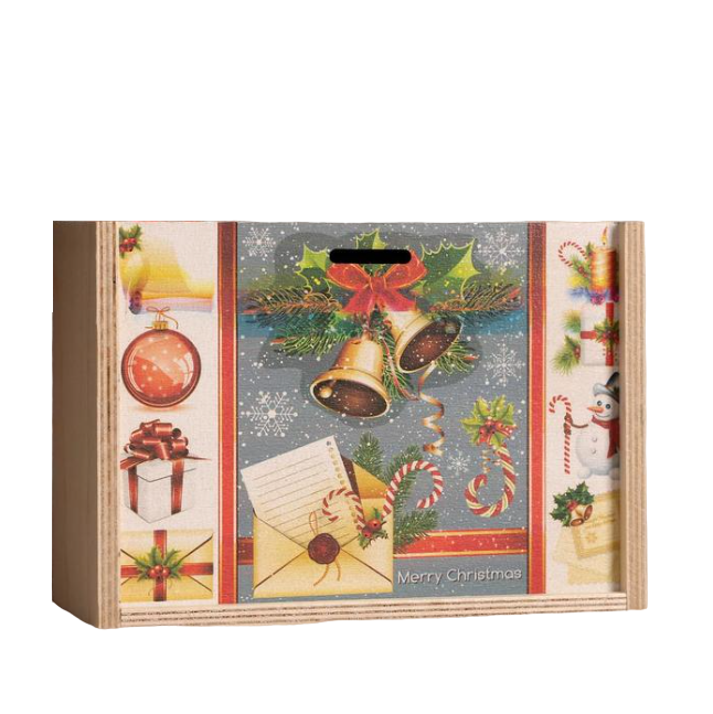 Ящик подарочный Новогодние игрушки, 20х14х8 см, коробка с открывающейся крышкой, печать
