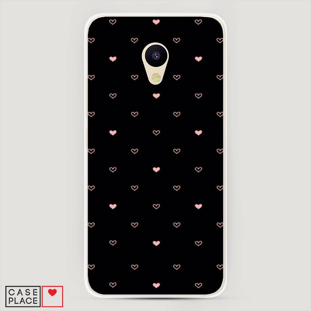 

Чехол Awog на Meizu M5 "Черный фон и сердечки", Розовый;серый;черный, 70750-3