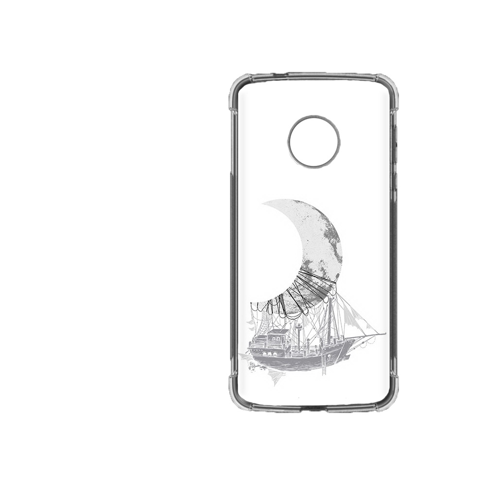 

Чехол MyPads Tocco для Motorola Moto Z2 Force черно белый корабль полумесяц, Прозрачный, Tocco