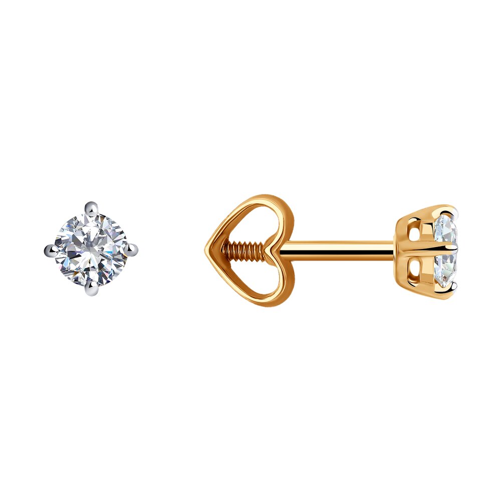 

Серьги пусеты из красного золота Diamant 51-122-00733-2, фианит, 51-122-00733-2