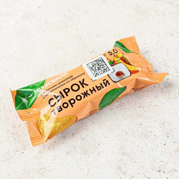 

Сырок творожный ВкусВилл Абрикос глазированный 5% 40 г