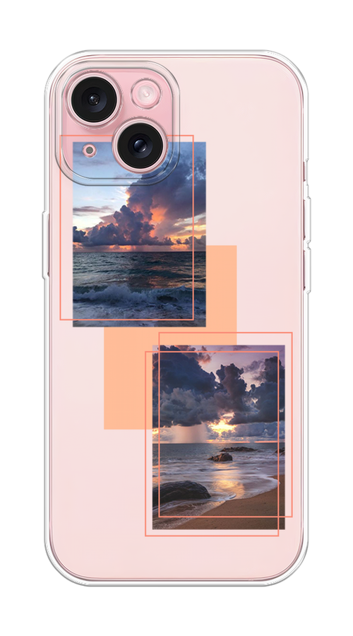 

Чехол Homey на Apple iPhone 15 "Sky collage", Розовый;прозрачный;синий, 15550-1