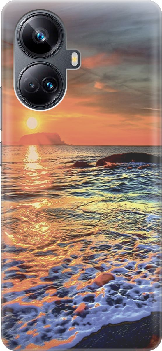 

Силиконовый чехол на Realme 10 Pro+ с принтом "Закат на море", Белый;оранжевый, 158636
