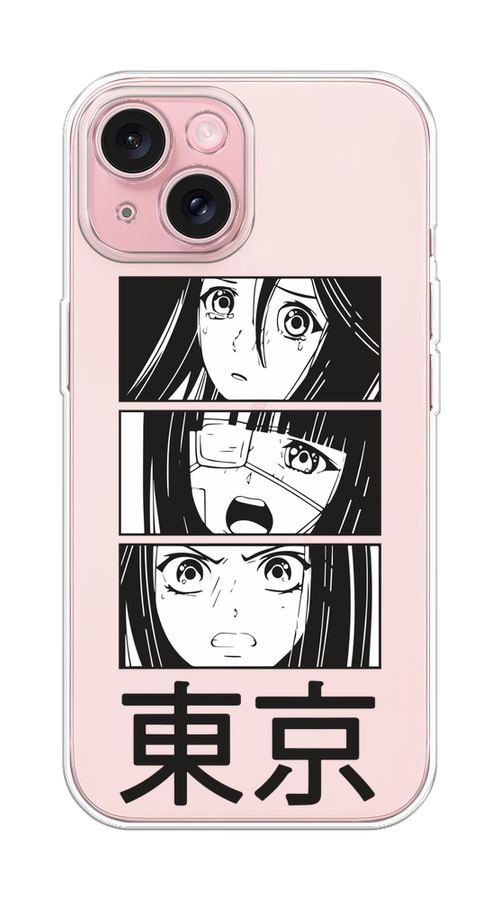 

Чехол Homey на Apple iPhone 15 "Tokyo girls", Белый;черный;прозрачный, 15550-1