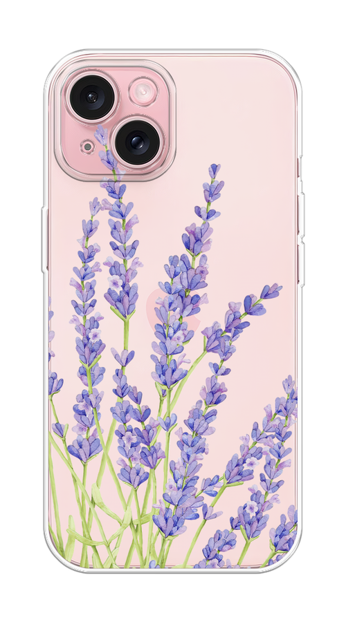 

Чехол Homey на Apple iPhone 15 "Лавандовые стебли", Фиолетовый;зеленый, 15550-1