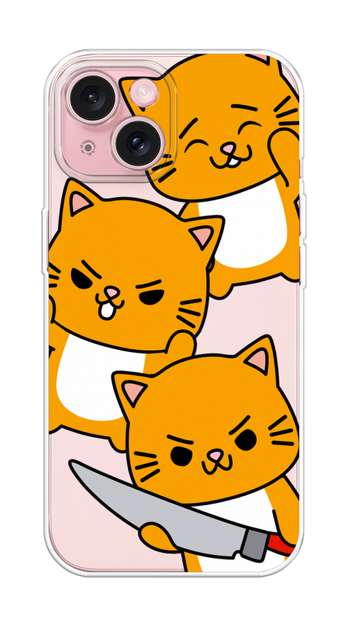 

Чехол Homey на Apple iPhone 15 "Опасные котики", Оранжевый;серый;белый, 15550-1