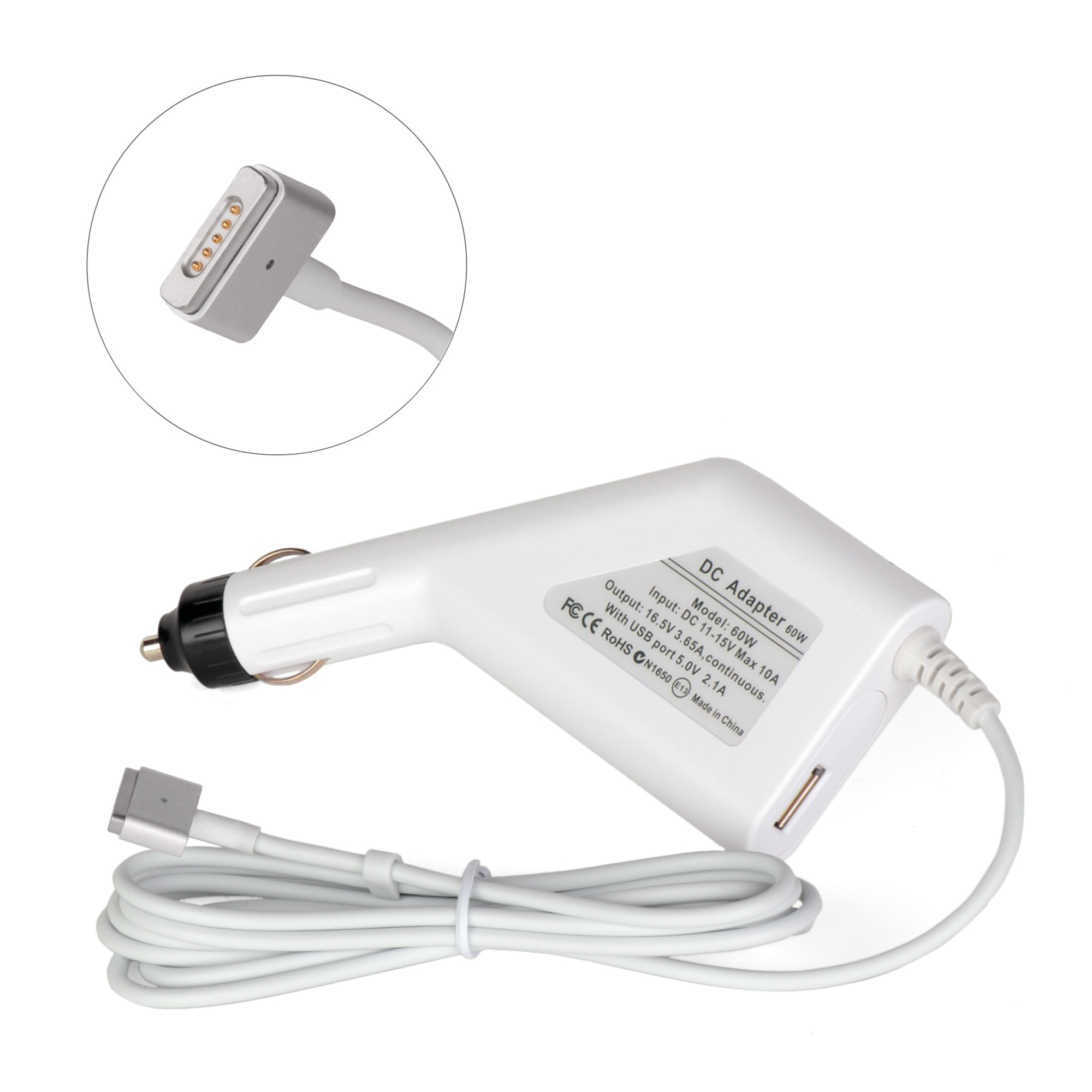 

Автоадаптер в машину для Apple Macbook Air 2012 Pro A1425 (Magsafe 2) 60W 16.5V -> 3.65A, AP60CC-2