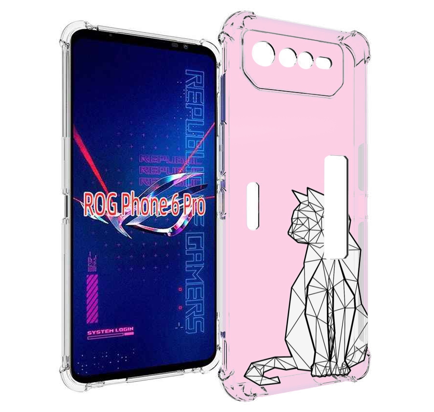 

Чехол MyPads белый котик с гранями для Asus ROG Phone 6 Pro, Прозрачный, Tocco