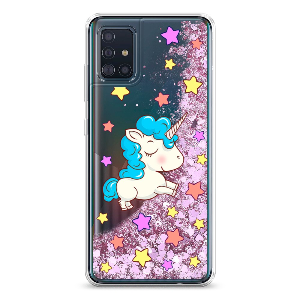 

Жидкий чехол с блестками "Звездный единорог" на Samsung Galaxy A51, 28994-1