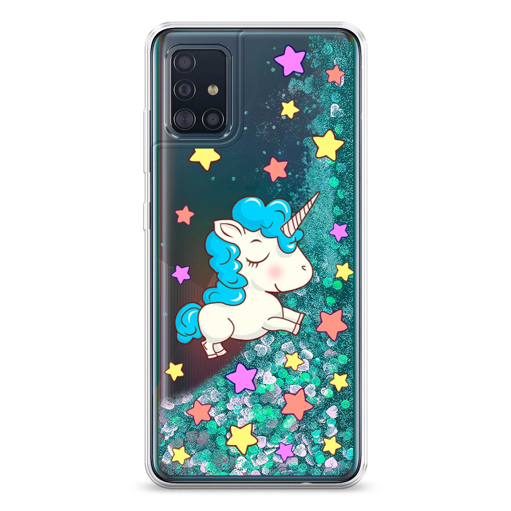 

Жидкий чехол с блестками "Звездный единорог" на Samsung Galaxy A51, 28995-1