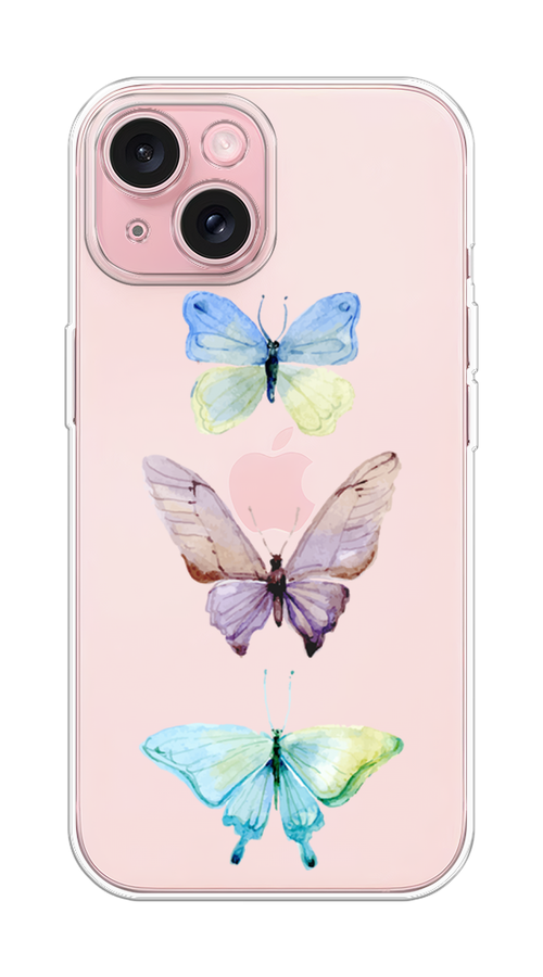 

Чехол Homey на Apple iPhone 15 "Акварельные бабочки", Бирюзовый;розовый, 15550-1