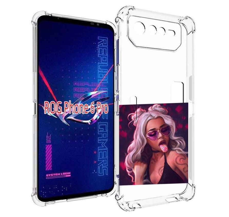 

Чехол MyPads блестящий-язык женский для Asus ROG Phone 6 Pro, Прозрачный, Tocco