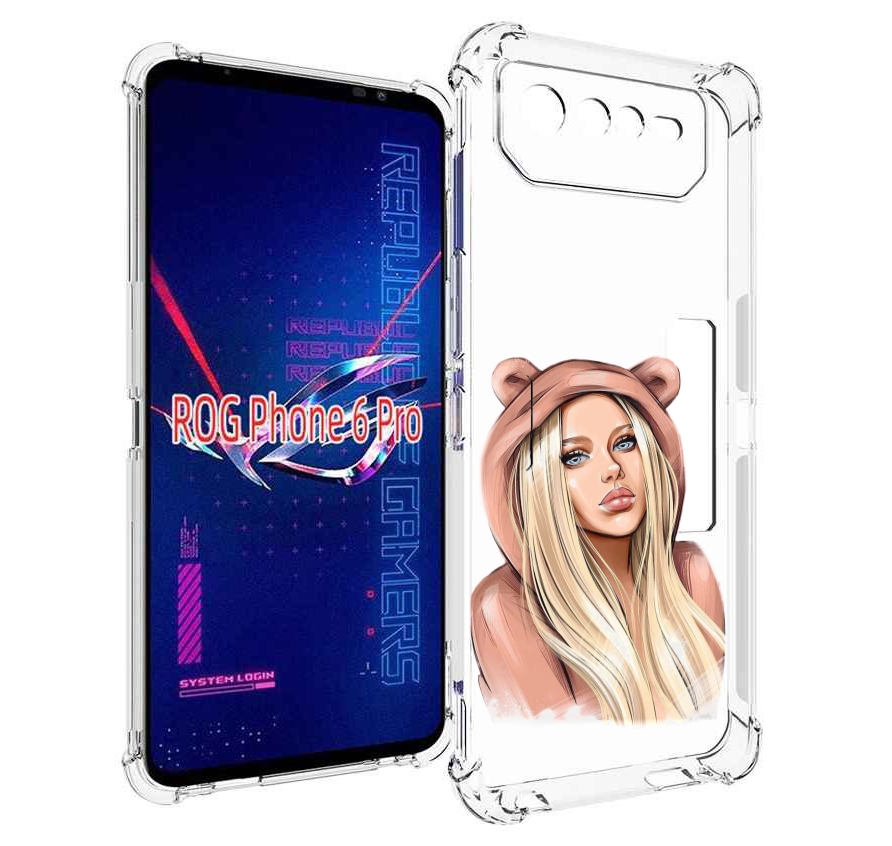 

Чехол MyPads блондинка-в-капюшоне женский для Asus ROG Phone 6 Pro, Прозрачный, Tocco