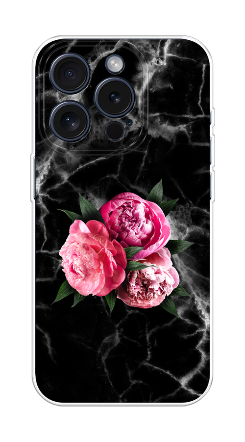 

Чехол Homey на Apple iPhone 15 Pro "Букет на черном мраморе", Черный;серый;розовый;зеленый;белый, 15750-1