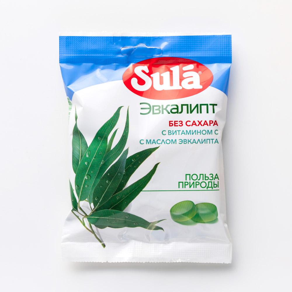 Леденцы Sula без сахара с витамином С эвкалипт 60 г