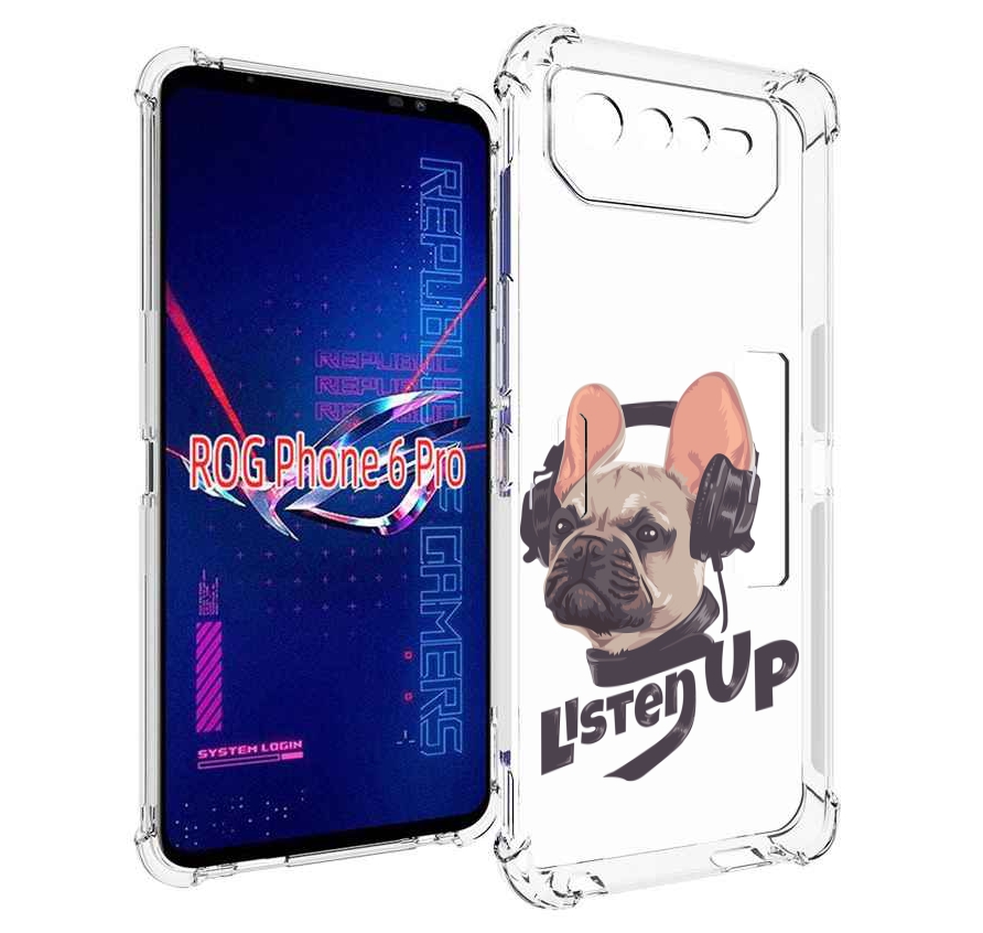 

Чехол MyPads бульдог-слушает-музыку для Asus ROG Phone 6 Pro, Прозрачный, Tocco