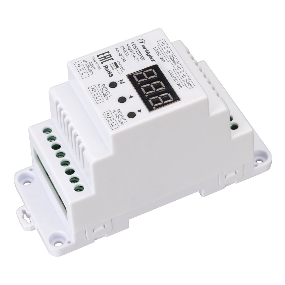 

Arlight Конвертер SMART-K29-DMX512 (230V, 2x1.2A, TRIAC, DIN), Конвертер SMART-K29-DMX512 (230V, 2x1.2A, TRIAC, DIN)