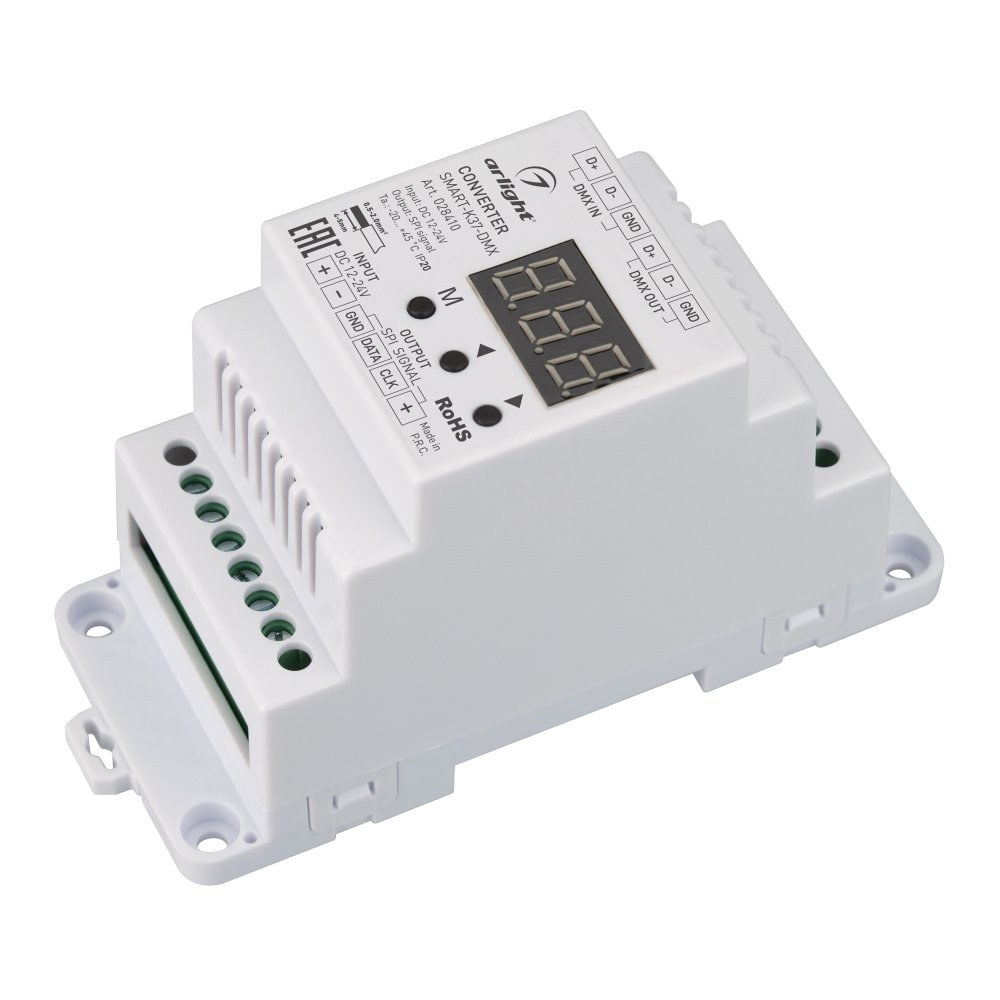 

Arlight Конвертер SMART-K37-DMX (12-24V, SPI, DIN, 2.4G), Конвертер SMART-K37-DMX (12-24V, SPI, DIN, 2.4G)