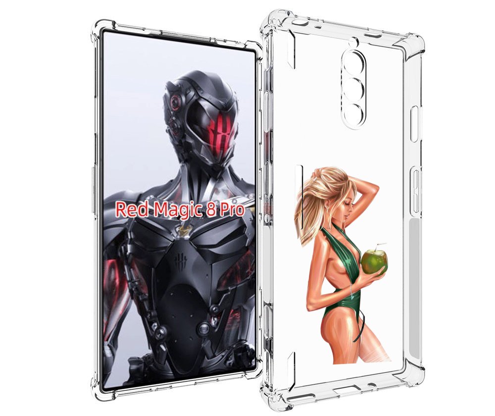 Чехол MyPads девушка-с-кокосом-в-зеленом-купальнике женский для ZTE Nubia Red Magic 8 P...